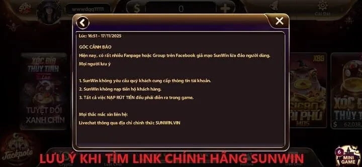 Những điều người chơi Sunwin cần tránh khi truy cập link