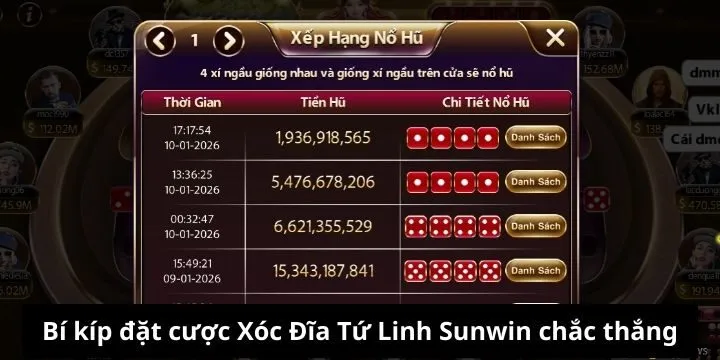 Bí kíp chơi Xóc Đĩa Tứ Linh Sunwin hiệu quả 100%