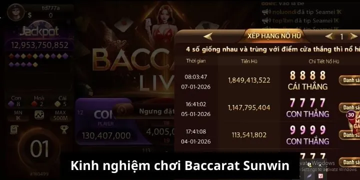 Chiến lược chơi baccarat Sunwin chuẩn từ lão làng