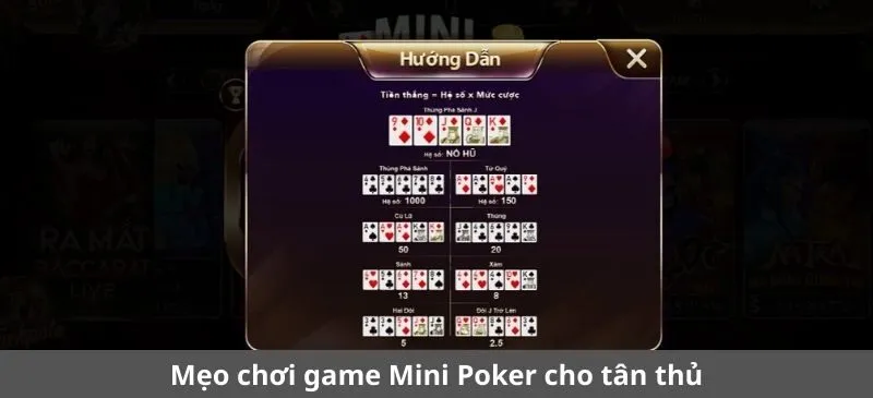 Mẹo chơi Mini poker Sunwin cho tân thủ